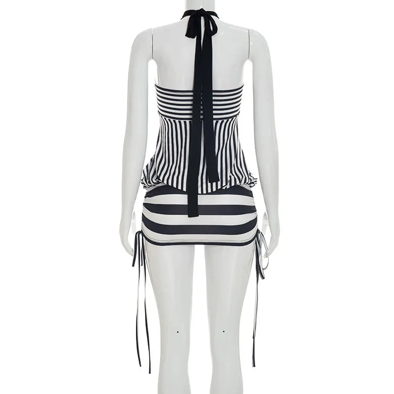 Women's Strapless Striped Bodycon Mini Dress