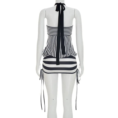 Women's Strapless Striped Bodycon Mini Dress