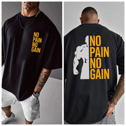 Apex Ritual – No Pain No Gain オーバーサイズジムTシャツ – メンズコットンストリートウェアスポーツTシャツ
