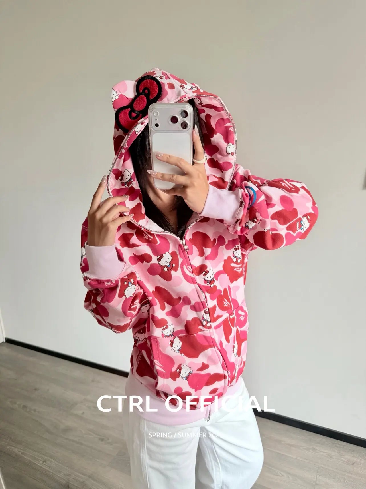 In  Stock  Anime Hello Kittys Hooded Jacket Girl Commuting Coat Jacket Kuromi Anime 3d Ears Hooded Cute Leopard Print Clothes