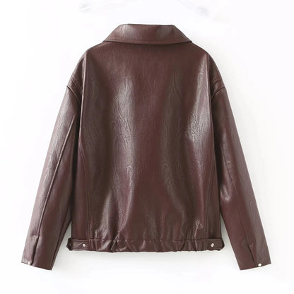 Leaher Jackets Women's Jaqueta Feminina Streetwear ins Outwear Casaco Feminino Vermelho Couro Coat Black Giacca Pelle Donna insz