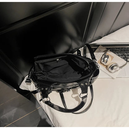 Fashionable Large Capacity Rivet Street Style Women's Tote Bag Shoulder Crossbody Bag Durable Polyester  Commuter Bag