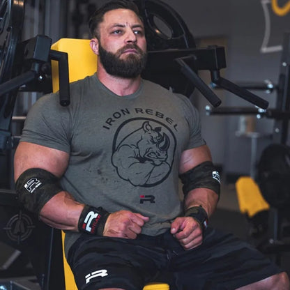 IR Series Hard Core Short Sleeve T-shirt Sport Print Round Neck Simple Sweat Absorbent Fitness Men's Clothing Training Loose