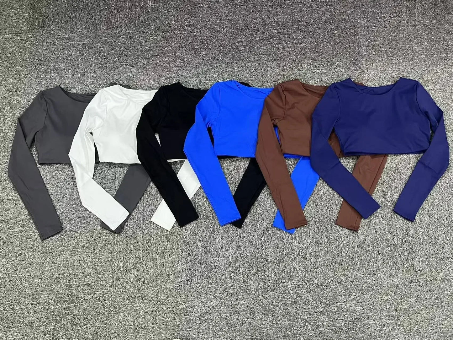 Crop Top Women Long Sleeve Tees 2026 Gym Shirt Padding Sports T-shirts Push Up Yoga Clothing Black White Blue Coffee Gray Navy