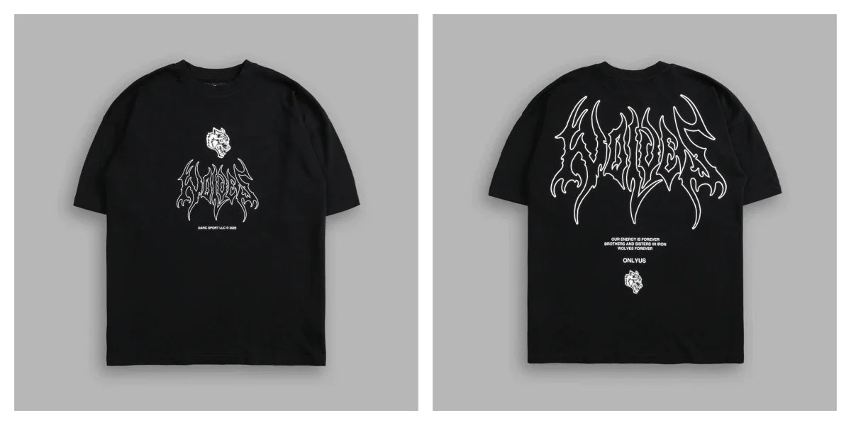 US SIZE NEW "SIDE BY SIDE" OVERSIZED TEE IN BLACK Men T Shirts Y2k DARK Gothic Short Sleeve T-Shirt Harajuku Hip Hop Couple Tops