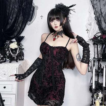Women's Gothic Cross Strap Mini Dress