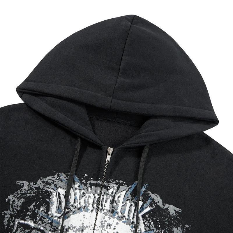 Hoodie Kawaii Y2k Anime Cartoon Goth Zip Up Hoodie Woman Harajuku Streetwear Loose Long Sleeve Sweatshirts Femme Sweatshirts