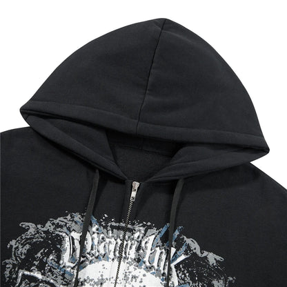 Hoodie Kawaii Y2k Anime Cartoon Goth Zip Up Hoodie Woman Harajuku Streetwear Loose Long Sleeve Sweatshirts Femme Sweatshirts