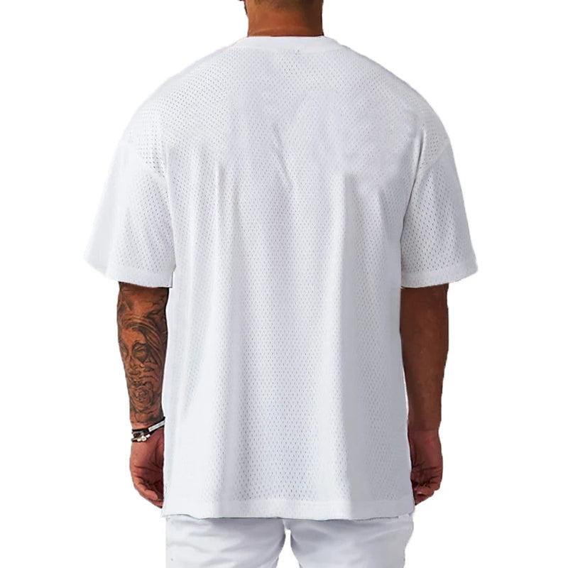 Apex Ritual – メンズオーバーサイズメッシュジムTシャツ – 速乾性トレーニング＆ランニングTシャツ