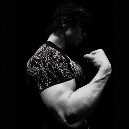 Muscular Men Trendy FitnessTShirt，Adopt American-Style Trendy Brand Sports Quick-Dry Breathable Short SleevesTShirt。