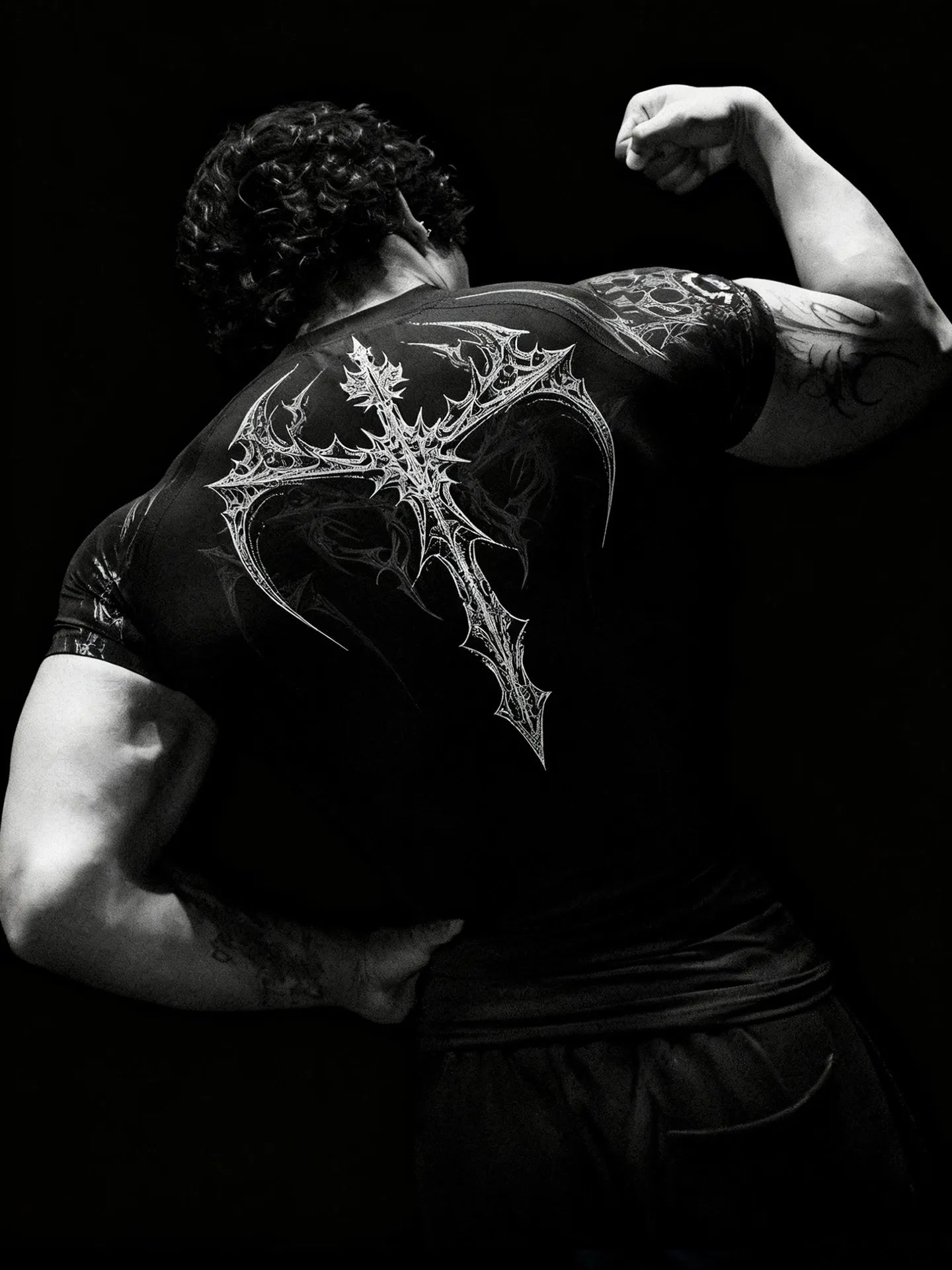Gothic Battle Axe Short Sleeved Men's Quick Drying Stretch Fitness Suit For Summer Sports With Tight Compression Cuffs T-shirt