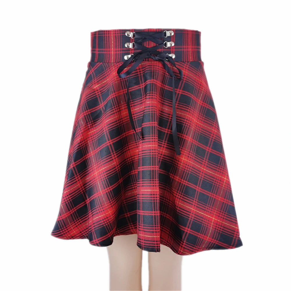 FICHOR Black Checkered Women's Gothic Skirt Women Pleated Spring Autumn Girl Hip Hop Female Punk Goth Mini Skirt Clubwear