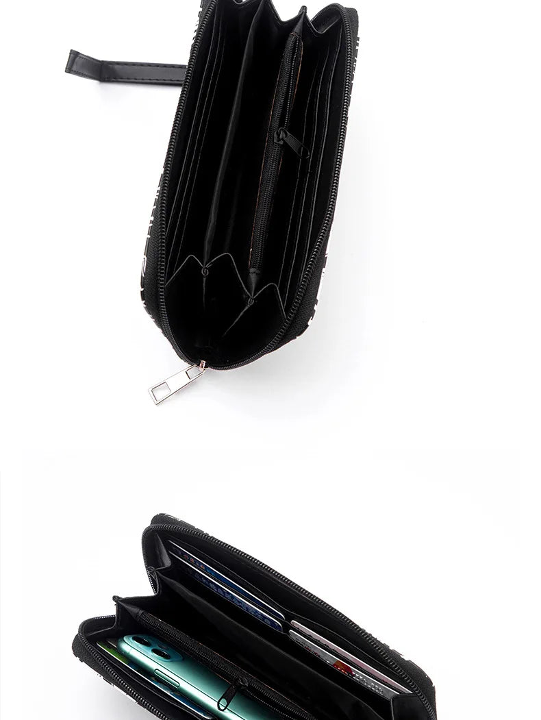 New Punk Style Skull Wallet Black Gothic Pu Leather Women Men Wallet Ghost Printing Purse Unique Design Stylish Long Wallets