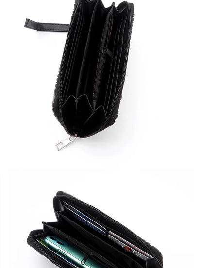 New Punk Style Skull Wallet Black Gothic Pu Leather Women Men Wallet Ghost Printing Purse Unique Design Stylish Long Wallets