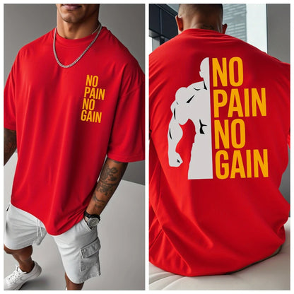 Apex Ritual – No Pain No Gain オーバーサイズジムTシャツ – メンズコットンストリートウェアスポーツTシャツ