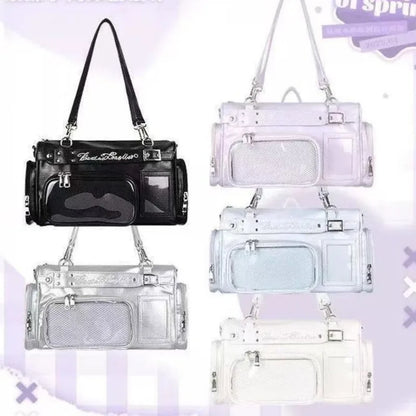 Large Capacity Japanese Y2k Shoulder Itabag Transparent MultiPocket Harajuku Crossbody Bag Cute Girl JK Uniform Underarm Bag