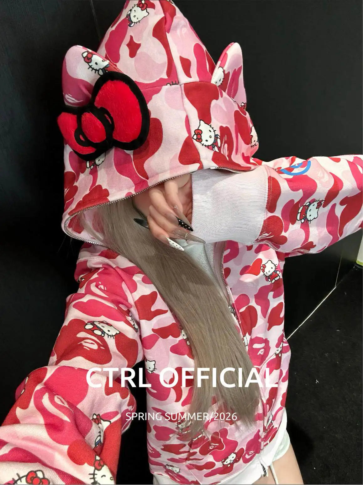 In  Stock  Anime Hello Kittys Hooded Jacket Girl Commuting Coat Jacket Kuromi Anime 3d Ears Hooded Cute Leopard Print Clothes