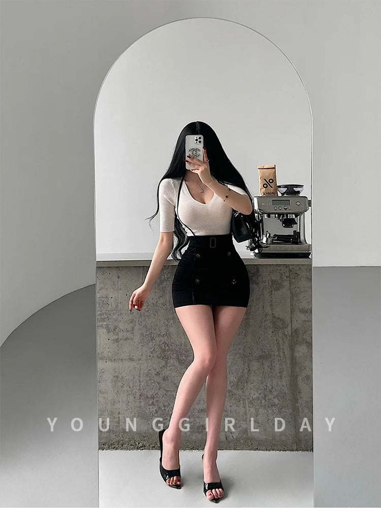 Women's High-Waist Belted Mini Skirt