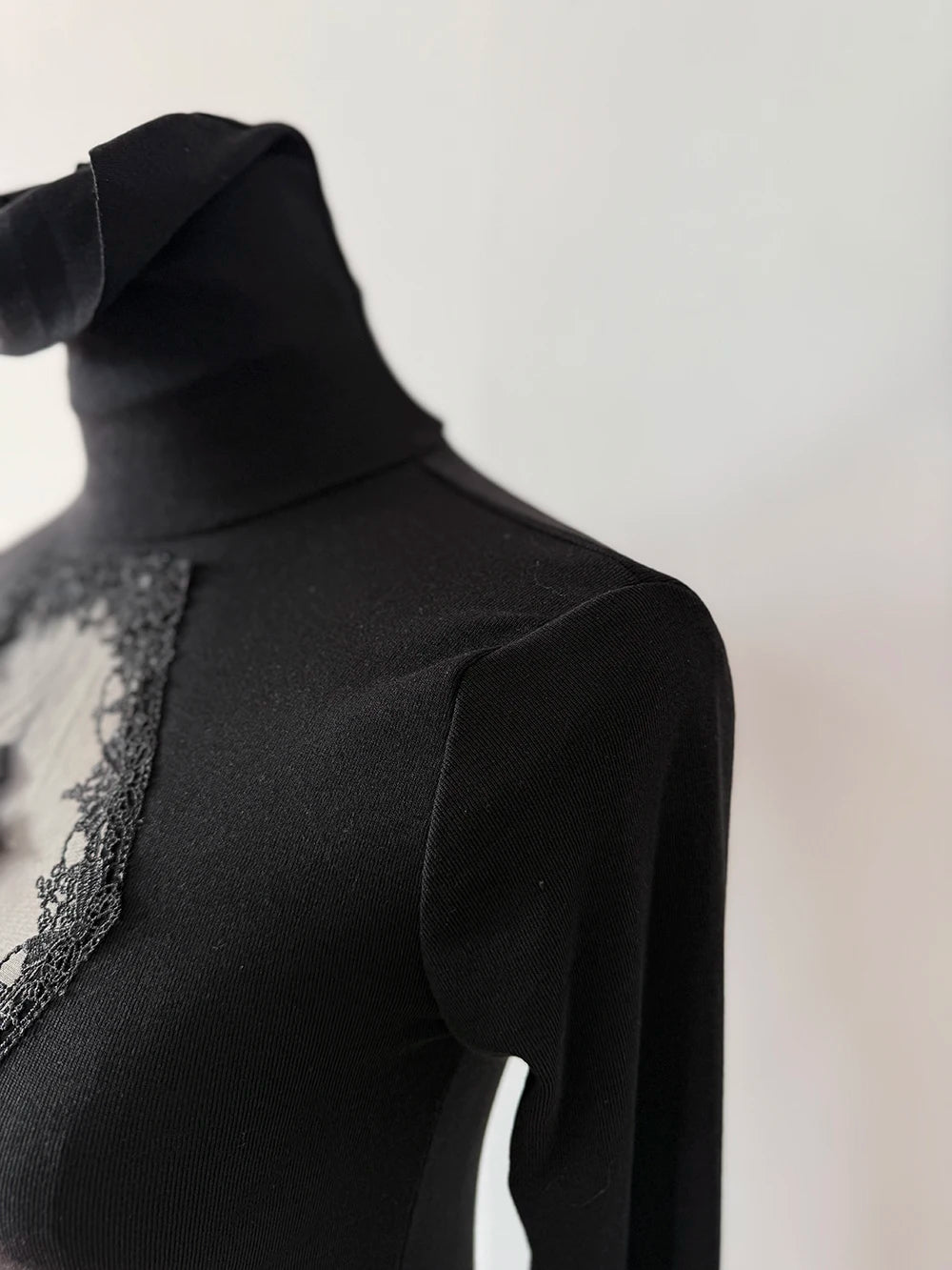 High Neck Dark Gothic Cross Hollow Slimming Bottom Knitted Shirt for Women Halloween Costume Long Sleeve Sexy T-shirt Women Tops