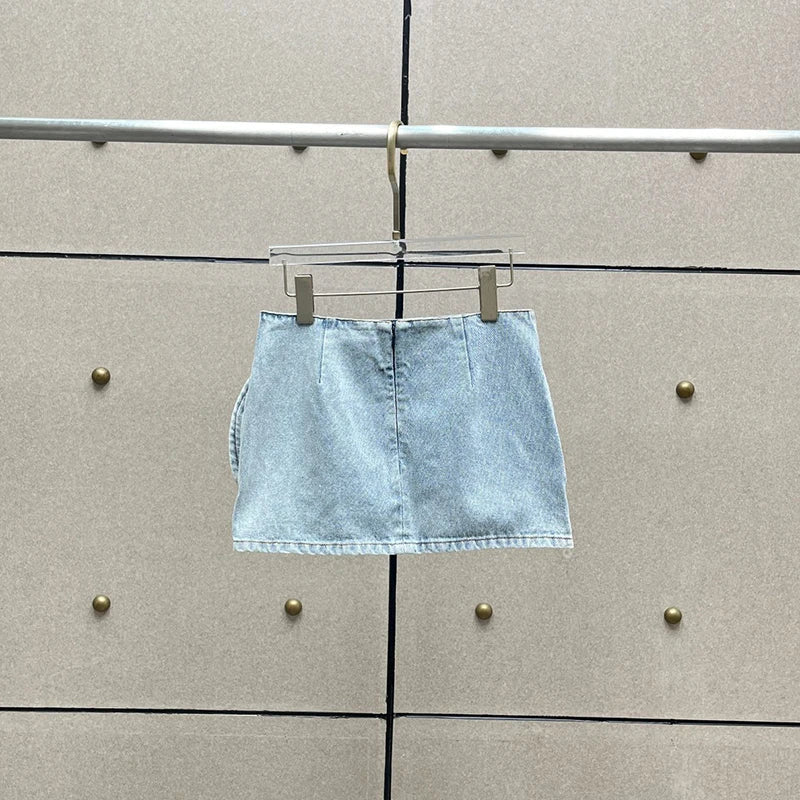 Women's Cowboy Rose Mini Skirt, Fashion Sexy Slim Ultra Short Skirt, Three-dimensional Flower Decoration Half-body Skirt, 2025,