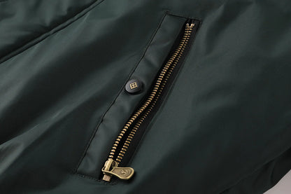Men's Winter Warm, Hooded Jacket with Raw Edge, Lined Aviator Jacket, Embroidered Badge Design, Windproof and Waterproof Jacket