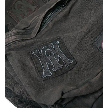 LEFTSIDE Y2k Aesthetic Letter Embroidery Backpack Patchwork Vintage Gothic Schoolbags Luxury Design Casual Students Backpacks