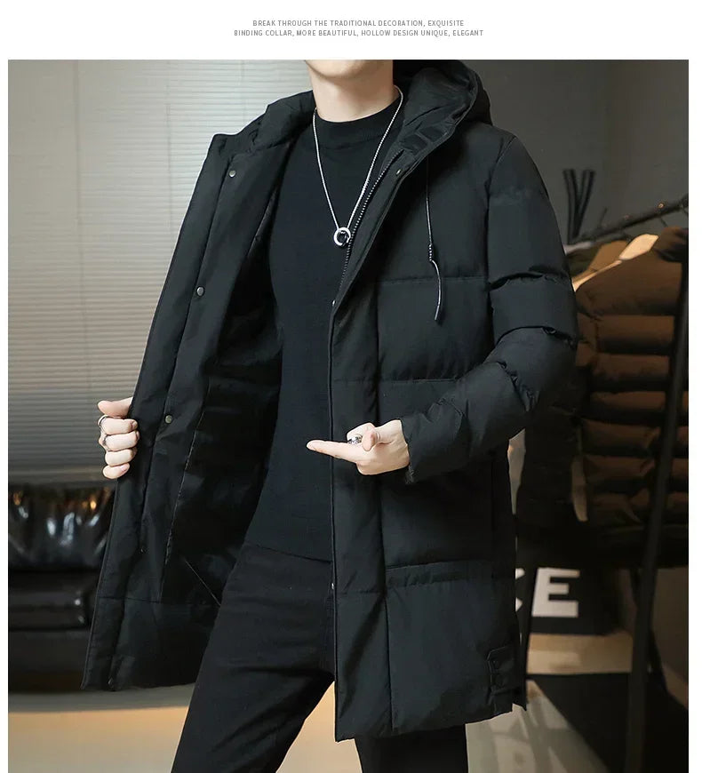 Slim Fit Jackets New Winter Jackets For Men Hooded Casual Long Cotton Jackets Thicker Warm Parkas New Male Outwear Winter Coats