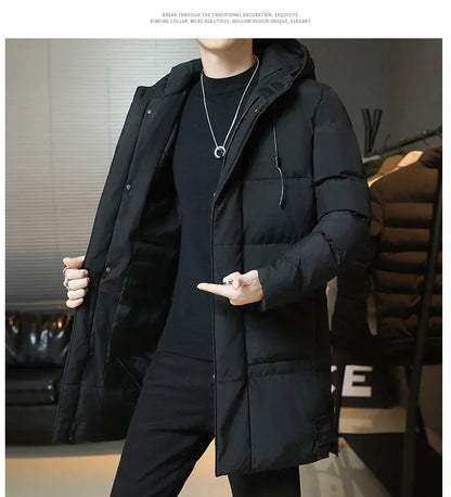 Slim Fit Jackets New Winter Jackets For Men Hooded Casual Long Cotton Jackets Thicker Warm Parkas New Male Outwear Winter Coats