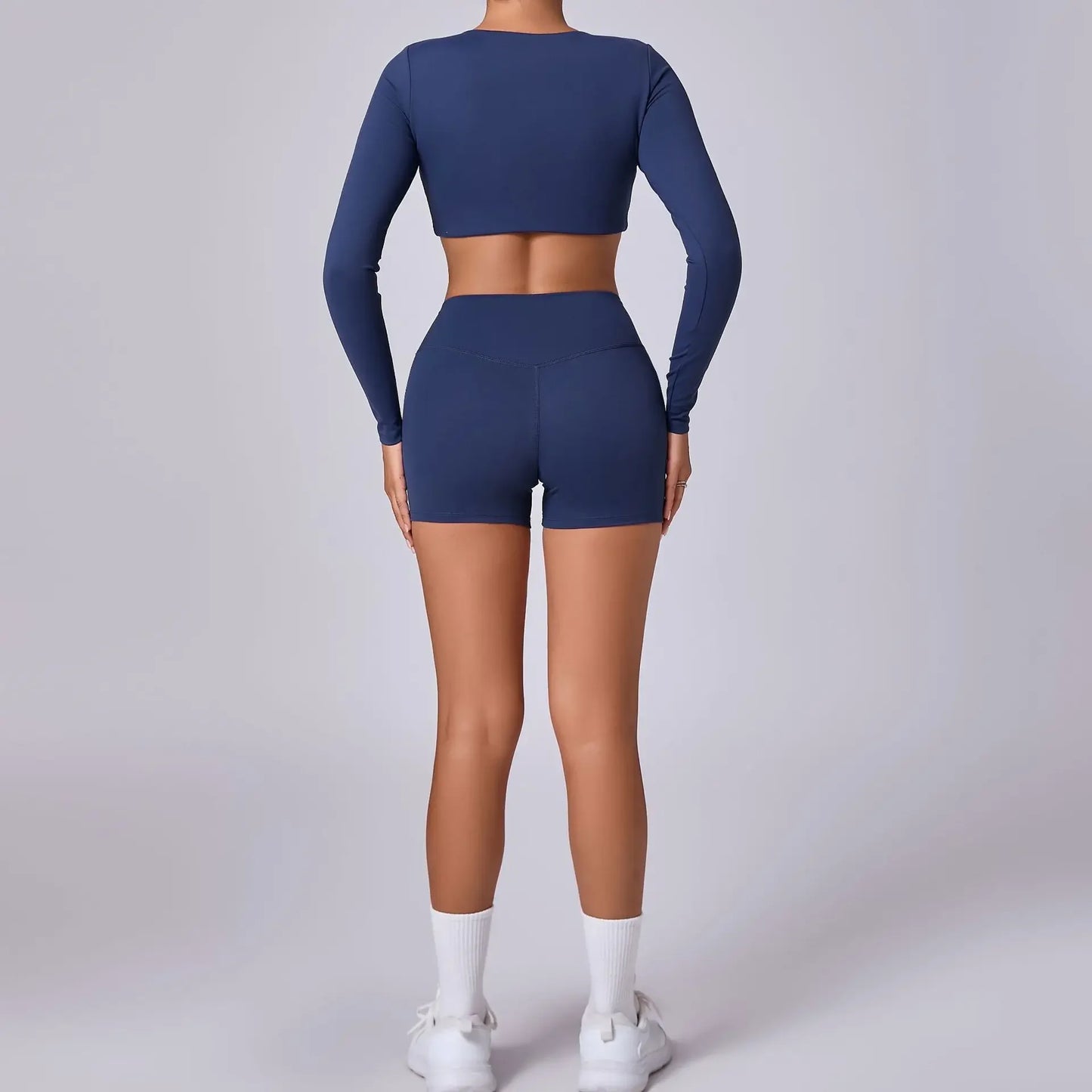 Crop Top Women Long Sleeve Tees 2026 Gym Shirt Padding Sports T-shirts Push Up Yoga Clothing Black White Blue Coffee Gray Navy