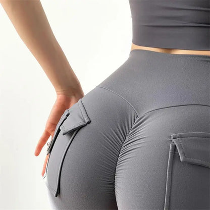 TRY TO BN Women's Sports Shorts with Pockets Butt Lifting High Waist Booty Scrunch Gym Workout Running Biker Yoga Fitness Shorts