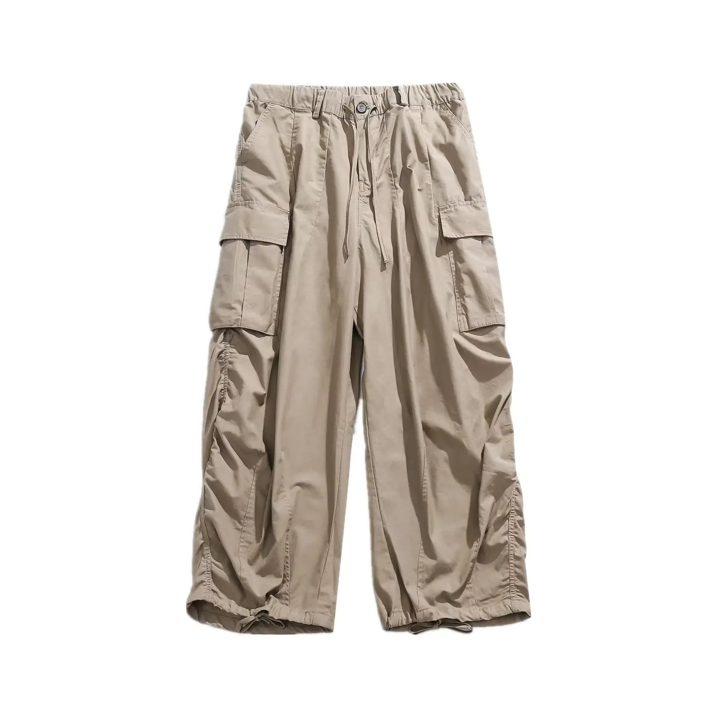 2024 New Summer Japanese Mens Set Harajuku Mid Sleeved Trendy Shirt+ Wide-leg Cargo Pants 2-pcs Thin Casual College Male Suit