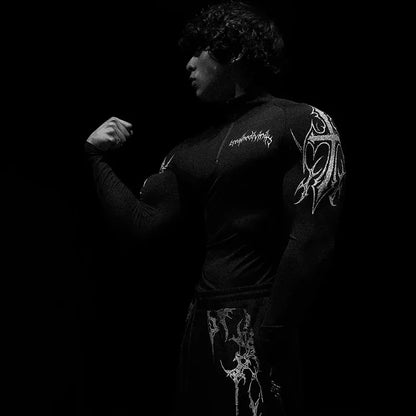 Dark Quick Drying Autumn And Winter Training Long Sleeved Men's Zipper Fitness Clothes, Sports Tight Fitting Clothes