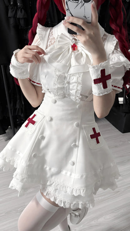 Women's White Gothic Lolita Two-Piece Set