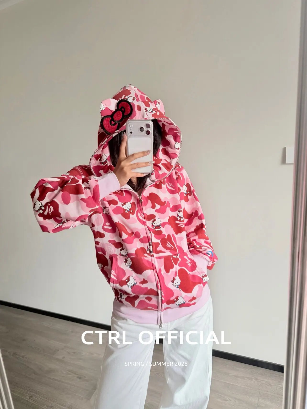 In  Stock  Anime Hello Kittys Hooded Jacket Girl Commuting Coat Jacket Kuromi Anime 3d Ears Hooded Cute Leopard Print Clothes