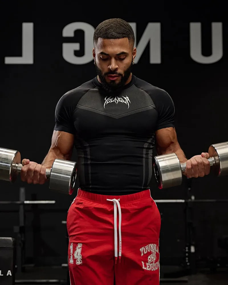 Men's Compression Short Sleeve T-Shirt Tribal Print Workout Tops Breathable Quick Dry Athletic Base Layer for Gym Training Bodyb
