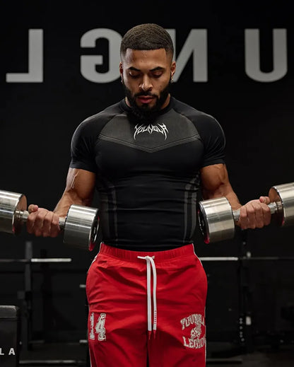 Men's Compression Short Sleeve T-Shirt Tribal Print Workout Tops Breathable Quick Dry Athletic Base Layer for Gym Training Bodyb