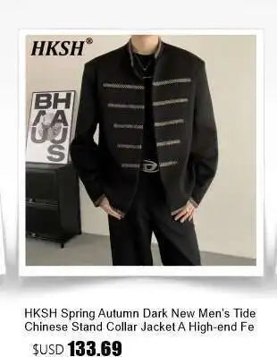 HKSH Spring Summer New Men's Tide Dark Cotton Form Five Star Printed Pattern Cotton T-shirts Half Sleeve Women Chic Tees HK2006