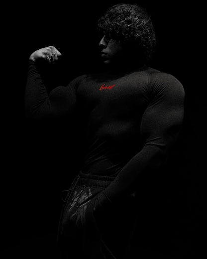 01-Men's Compression Long Sleeve Sports Shirt Workout Tops Gym Compression Breathable High Stretch