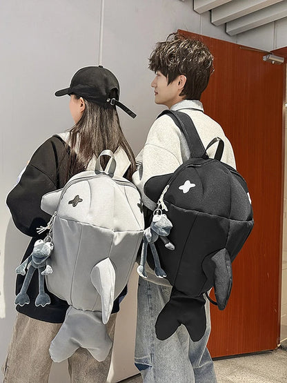 Whale Design Dual Shoulder Backpack Unisex Street Style Cycling Bag Fashionable Student Backpack for Men And Women