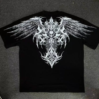 BREATHEDIVINITY Goth dark style pure cotton sports fitness men's short-sleeved t-shirt