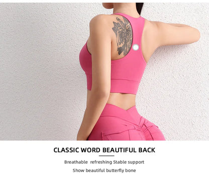 TRY TO BN Yoga Sports Bra Women Gym Underwear Sexy Hollow Vest Shockproof Gather Chest Cross Fitness Top Workout Running Clothes