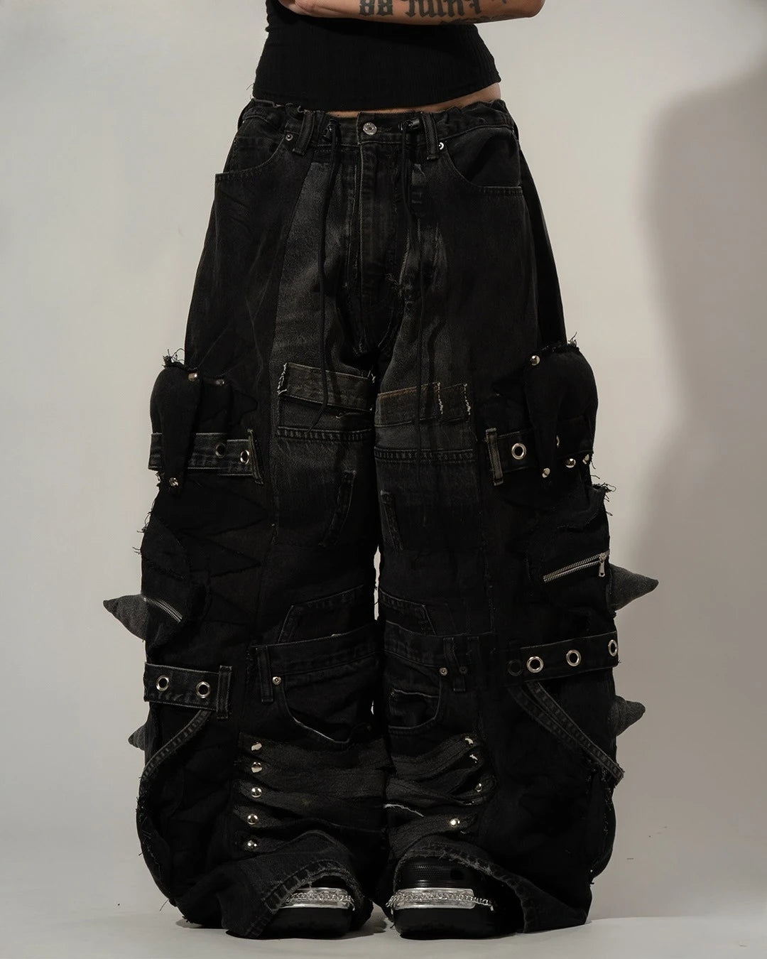 Women's Y2K Gothic Rivet Wide-Leg Baggy Jeans