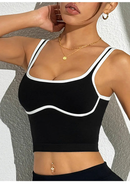 Apex Ritual – Color Blocking Sports Vest Women – No-Wire Push Up Fitness Bra