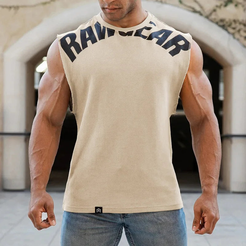 Men's Summer Cotton Tank Top Muscle Gym Fitness Workout Sleeveless Shirts O-Neck Vest Casual Sports Tops Male Trendy Breathable