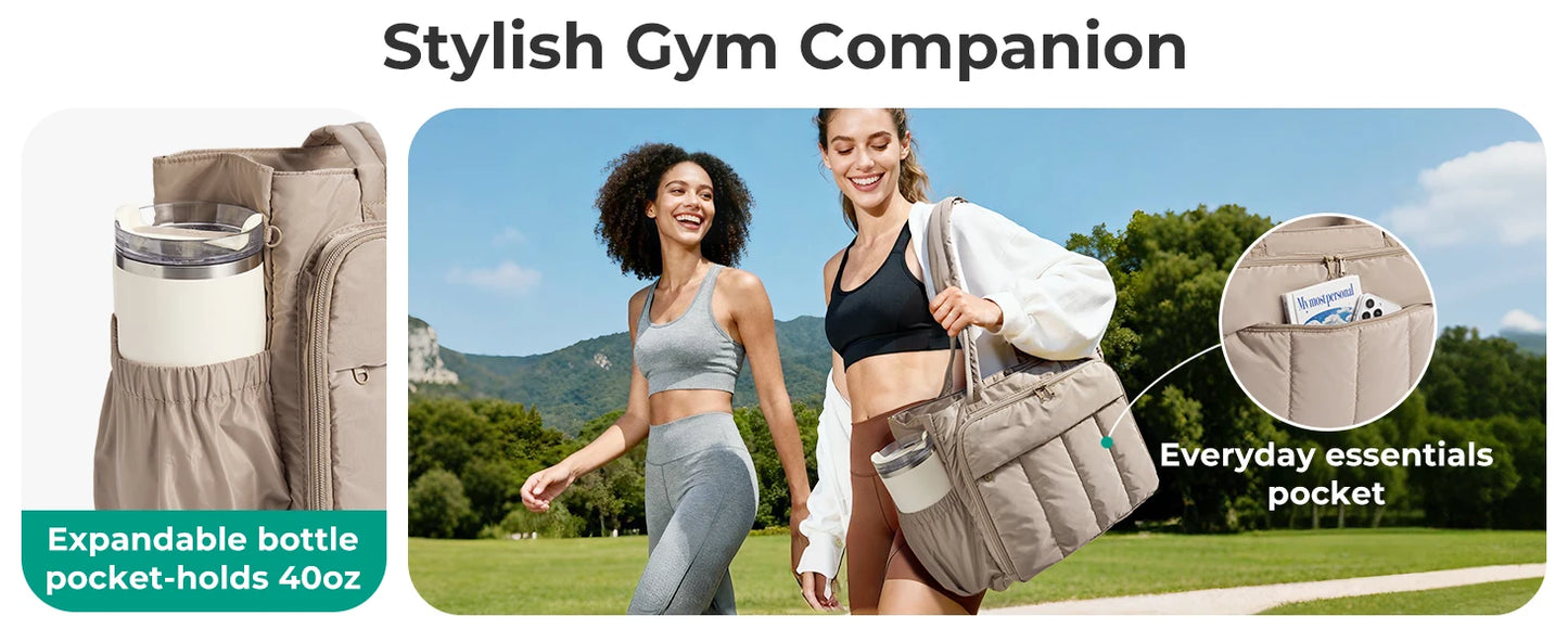 BAGSMART Tote Bag for Women Teacher Tote with Insulated Compartment Puffer Laptop Work Tote Handbags for Work Travel Gym