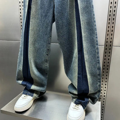 Loose Wide Leg Folded Hip Hop Jeans Harajuku Streetwear Trousers High Quality Luxury Brand Men Clothing