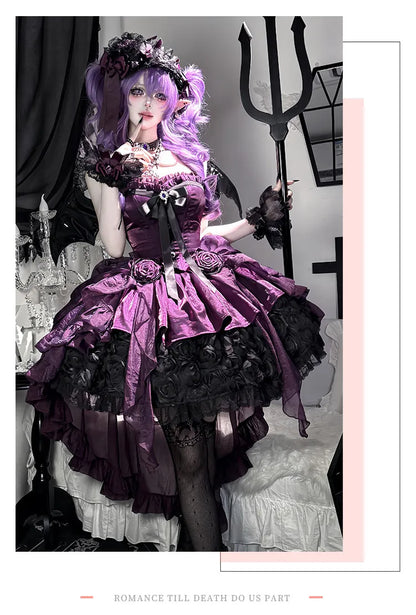 Women's Purple Puffy Party Dress