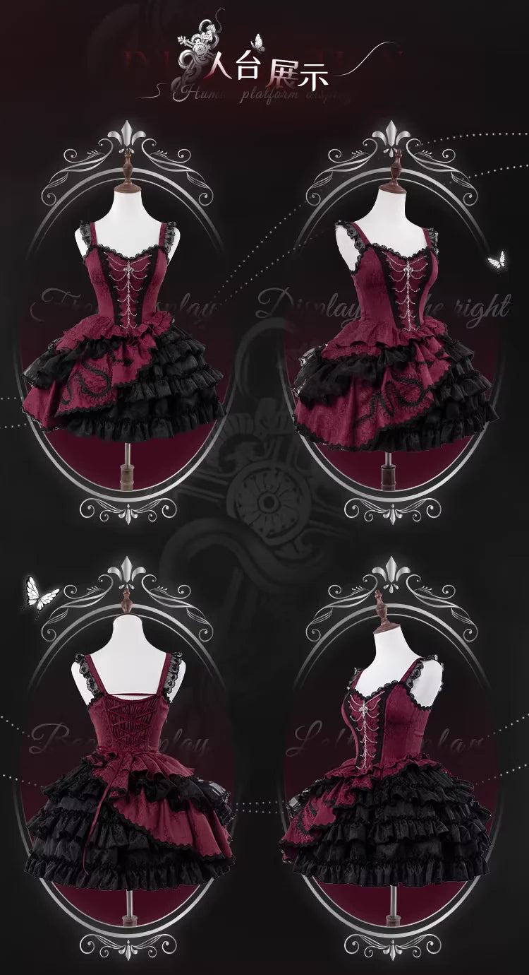 Women's Dark Gothic Lolita A-Line JSK Dress