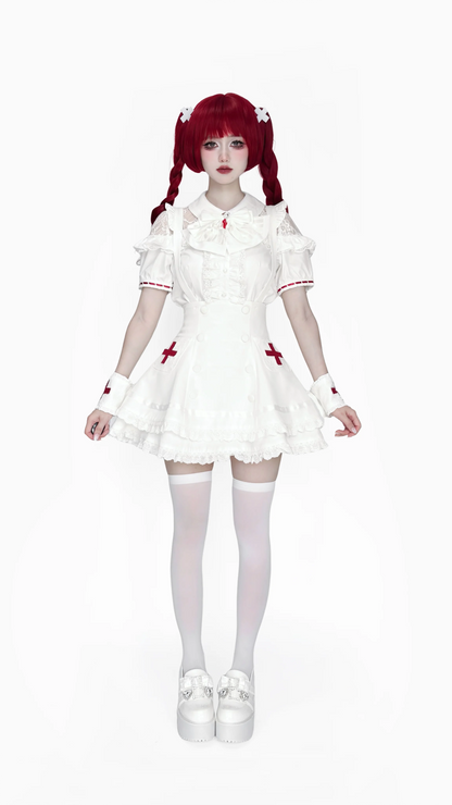 Women's White Gothic Lolita Two-Piece Set
