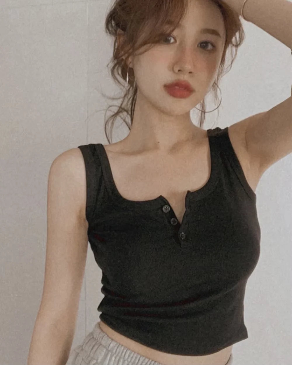 Women's Knitted Round-Neck Casual Tank Top